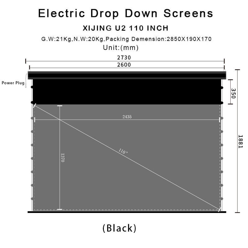 XIJING PRO P 110inch Electric Drop Down Screens,Motorised Projection Screen,Electric In Ceiling Projection Screen