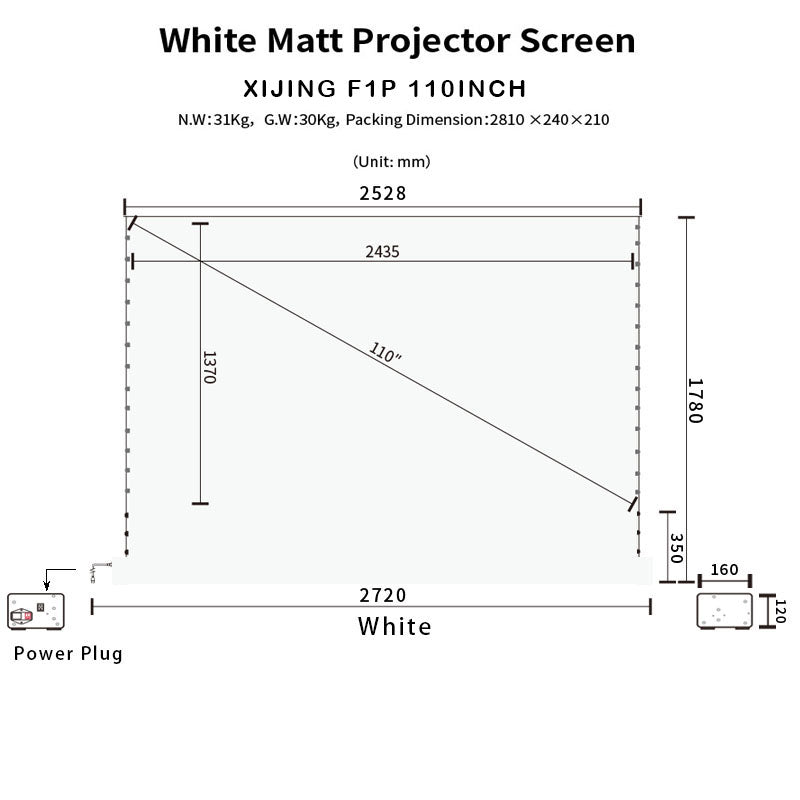 XIJING F1 P  110inch Electric Tension Floor projection Screen With White Cinema Material