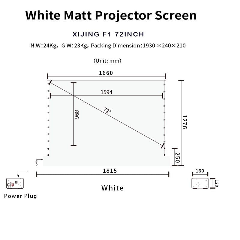 XIJING F1 72Inch Electric Tension Floor Rising Screen With White Cinema Material