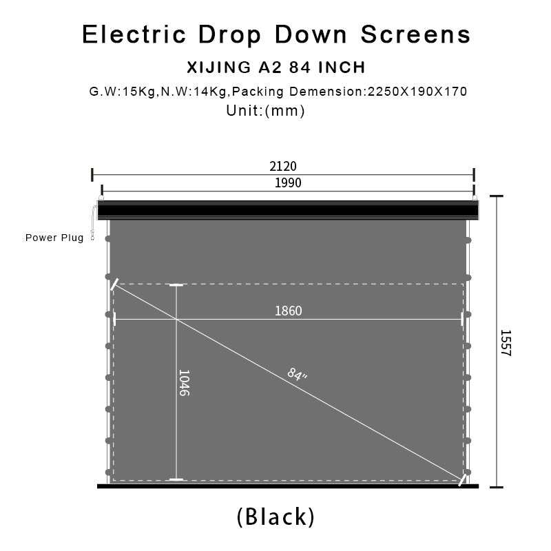 XIJING 84inch ALR Electric Drop Down Projector