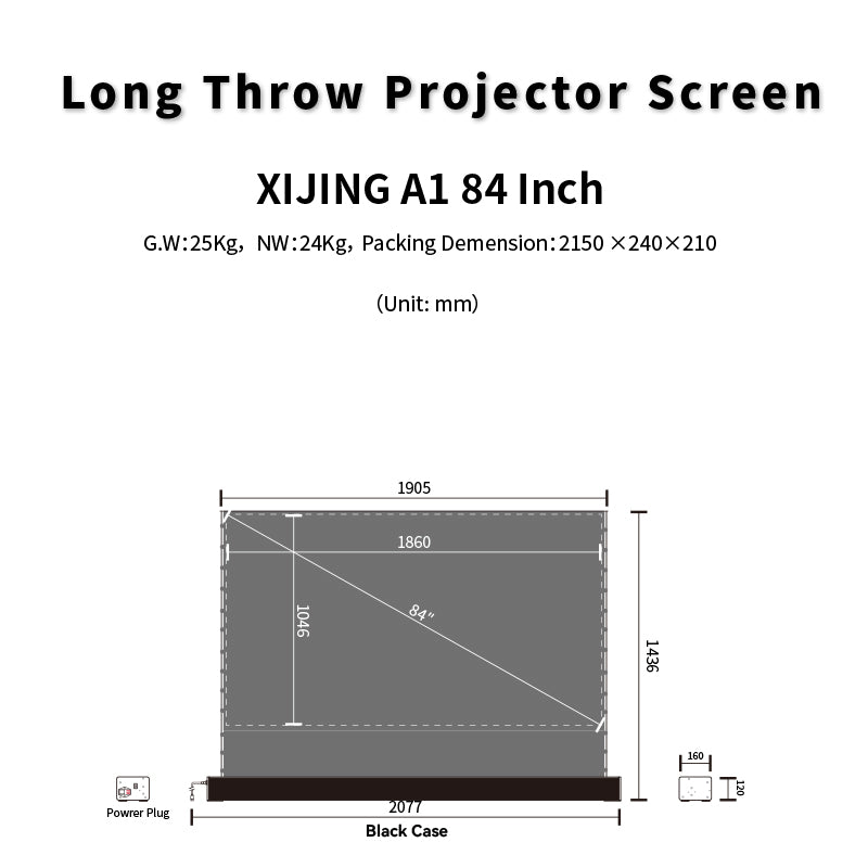XIJING S ALR 84inch Floor Rising Projector Screen.