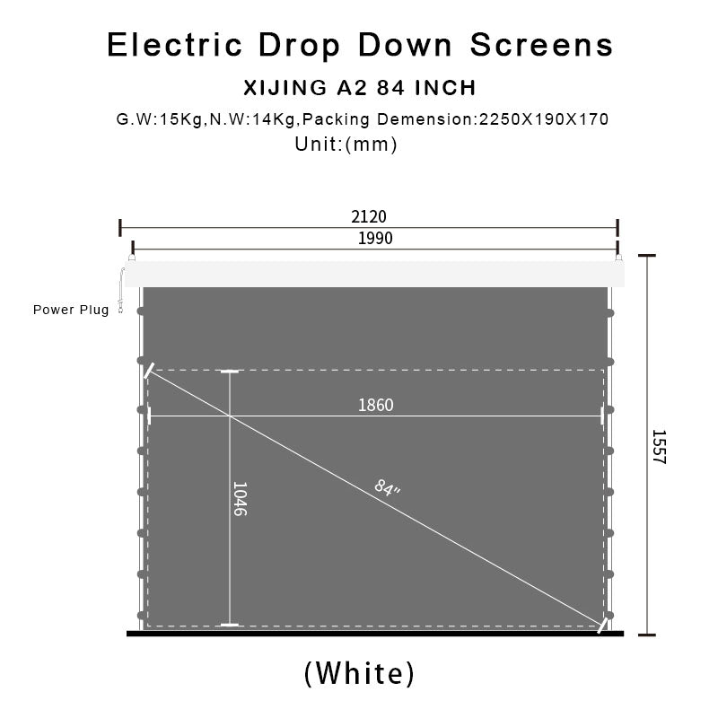 XIJING 84inch ALR Electric Drop Down Projector