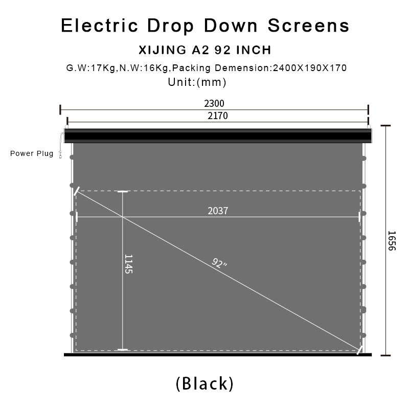 XIJING 92inch ALR Electric Drop Down Projector