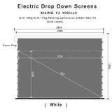 XIJING F2 100 inch Slimline Drop Down Tension Screen With White Cinema Material