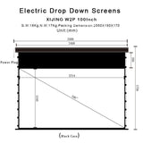 XIJING W2P 100inch Slimline Drop Down Tension Screen With White Cinema Material.For Normal Projector_Sound Perforated Acoustic Transparent.Motorized Projector Screen With Remote Controller