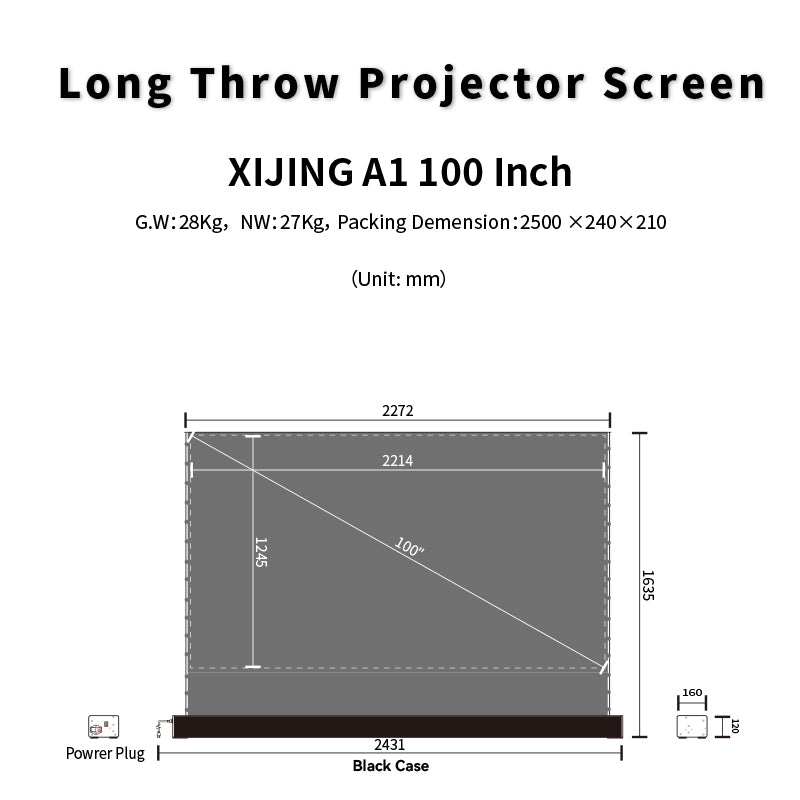 XIJING S ALR 100inch Floor Rising Projector Screen.