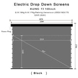 XIJING F2 100 inch Slimline Drop Down Tension Screen With White Cinema Material