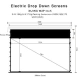 XIJING W2P 100inch Slimline Drop Down Tension Screen With White Cinema Material.For Normal Projector_Sound Perforated Acoustic Transparent.Motorized Projector Screen With Remote Controller