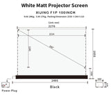 XIJING F1 P White Cinema P Electric Tension Floor projection Screen With White Cinema Material.For Normal Projector.Sound Perforated Acoustic Transparent