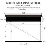 XIJING W2 110inch Slimline Drop Down Tension Screen With White Cinema Material.For Normal Projector,Motorized In Ceiling Projector Screen