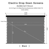 XIJING F2P 110 inch Slimline Drop Down Tension Screen With White Cinema Materia