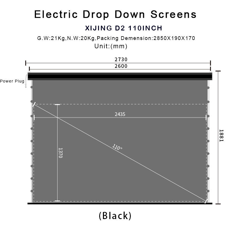 XIJING D2 High Gain 110 inch Electric Drop Down Screens