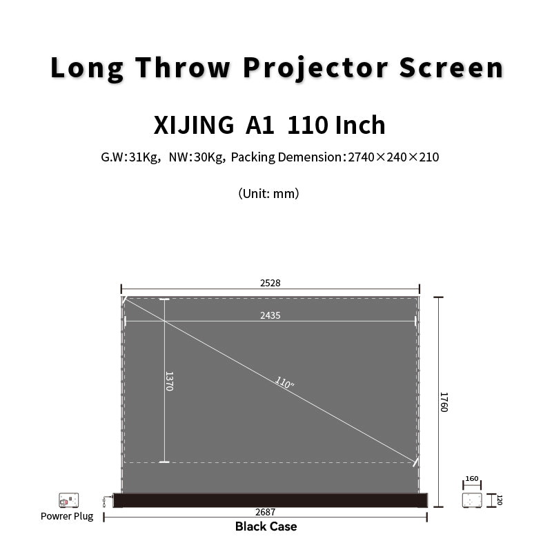 XIJING S ALR 110inch Floor Rising Projector Screen.