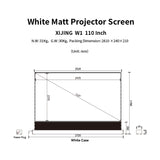 XIJING W1 110inch Electric Tension Floor Rising Screen With black border, With White Cinema Material,Intelligent Remote Control Floor Stand Rising Electric Motorized Floor Rising Projector