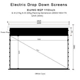 XIJING W2P 110inch Slimline Drop Down Tension Screen With White Cinema Material.For Normal Projector_Sound Perforated Acoustic Transparent.Motorized Projector Screen With Remote Controller