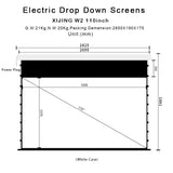 XIJING W2 110inch Slimline Drop Down Tension Screen With White Cinema Material.For Normal Projector,Motorized In Ceiling Projector Screen