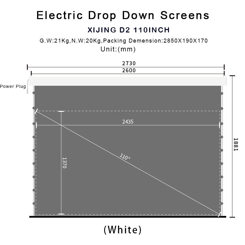 XIJING D2 High Gain 110inch Electric Drop Down Screens