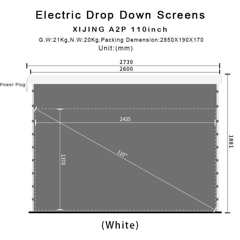 XIJING ALR P 110 inch Electric Drop Down projection screens