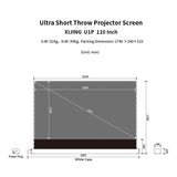 XIJING S PRO P 110inch Electric Floor Rising Screens,Ust Projector Screen,Short Throw Projector Screen,Motorised Projection Screen