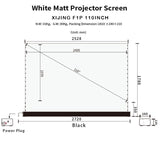 XIJING F1 P  110inch Electric Tension Floor projection Screen With White Cinema Material