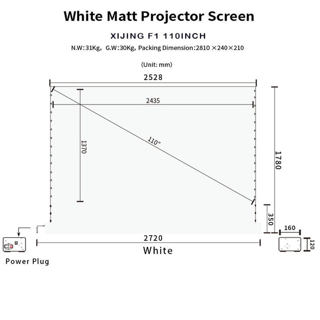 XIJING F1 100Inch Electric Tension Floor Rising Screen With White Cinema Material