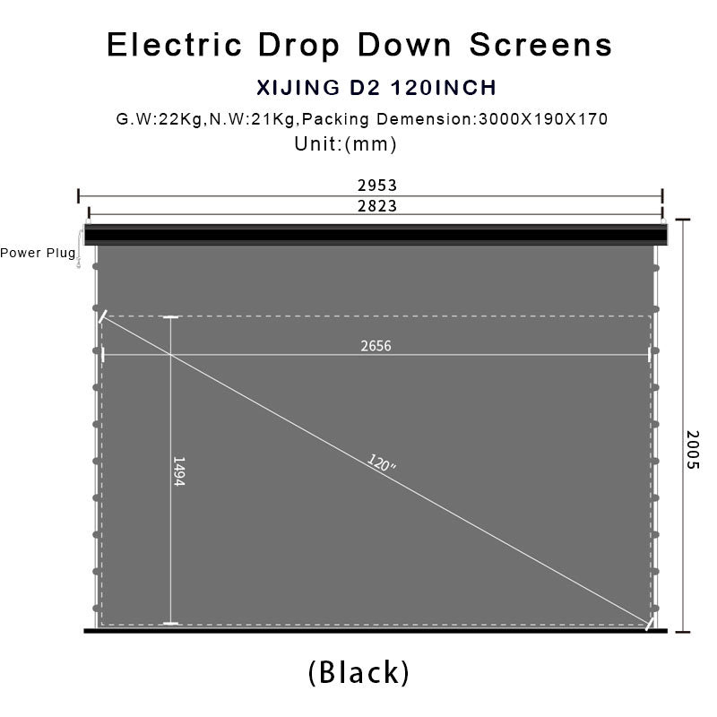 XIJING D2 High Gain 120 inch Electric Drop Down Screens