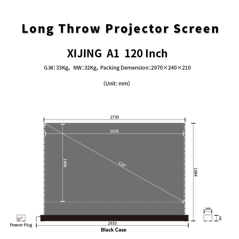 XIJING S ALR 120inch Floor Rising Projector Screen.