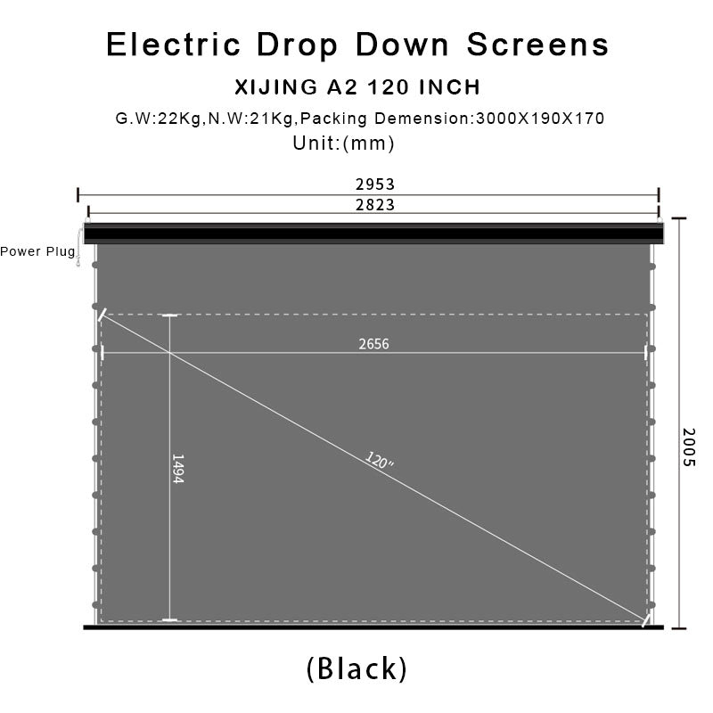 XIJING  120inch ALR  Electric  Drop Down  Projector