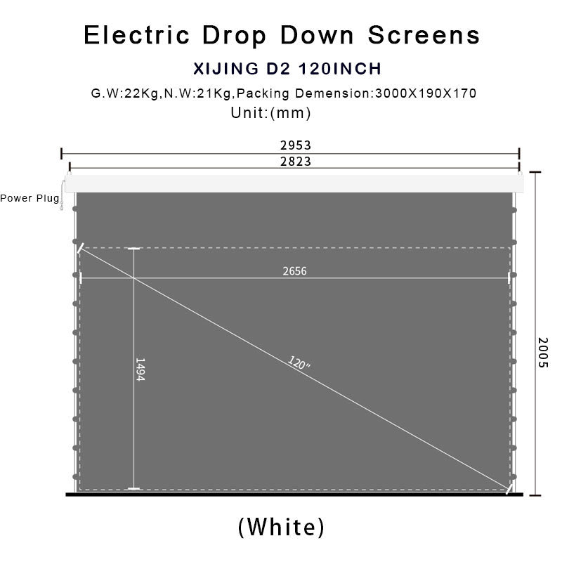 XIJING D2 High Gain 120 inch Electric Drop Down Screens