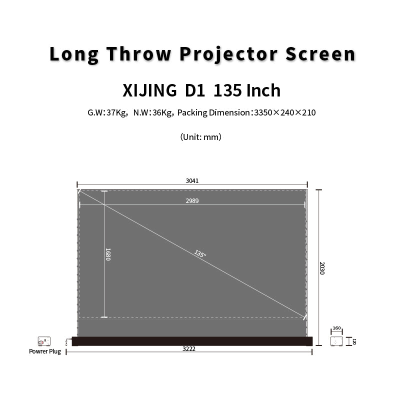 XIJING D1 High Gain 135 inch Electric Tension Floor Screen