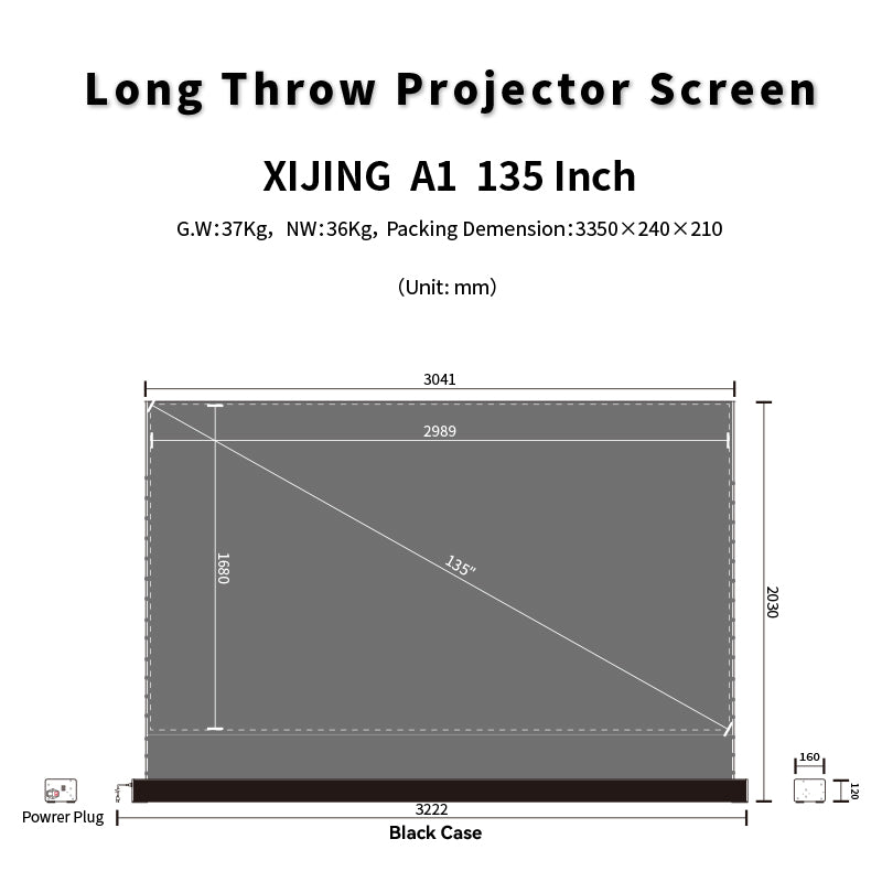 XIJING ALR 135inch Floor Rising Projector Screen.
