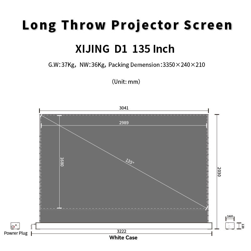 XIJING D1 High Gain 135 inch Electric Tension Floor Screen
