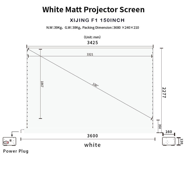 XIJING F1 Electric Tension Floor Rising Screen With White Cinema Material.For Normal Projector