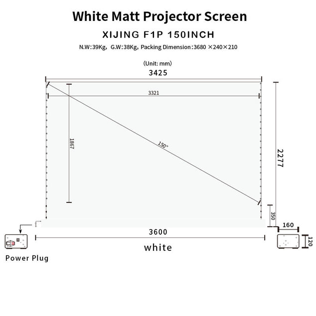 XIJING F1 P White Cinema P Electric Tension Floor projection Screen With White Cinema Material.For Normal Projector.Sound Perforated Acoustic Transparent