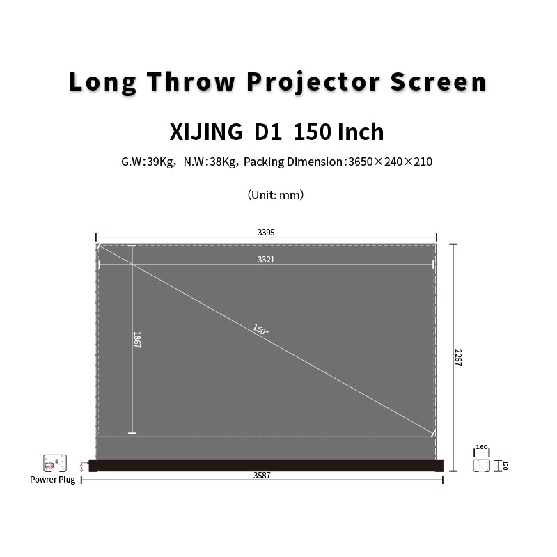 XIJING D1 High Gain 150 inch Electric Tension Floor Screen