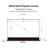 XIJING W1P  150inch White Cinema P Electric Tension Floor projection Screen With White Cinema Material.For Normal Projector.Sound Perforated Acoustic Transparent.Multimedia Projection Screen