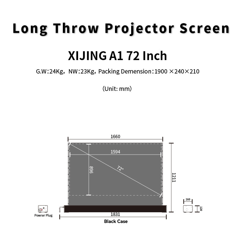 XIJING S ALR 72inch Floor Rising Projector Screen.