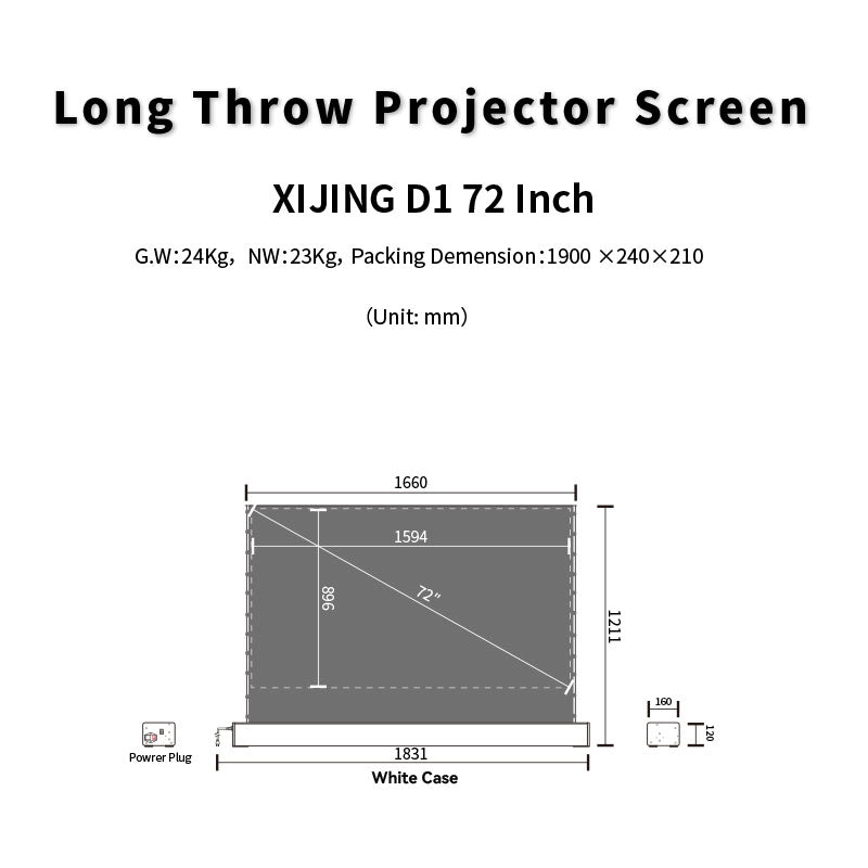 XIJING D1 High Gain 72 inch Electric Tension Floor Screen
