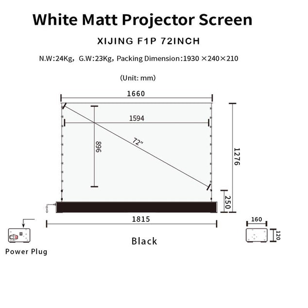 XIJING F1 P  72inch Electric Tension Floor projection Screen With White Cinema Material