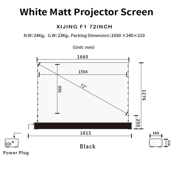 XIJING F1 72Inch Electric Tension Floor Rising Screen With White Cinema Material