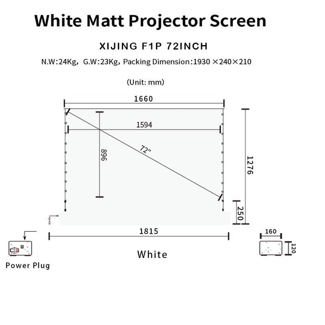 XIJING F1 P  72inch Electric Tension Floor projection Screen With White Cinema Material