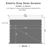 XIJING F2 84 inch Slimline Drop Down Tension Screen With White Cinema Material