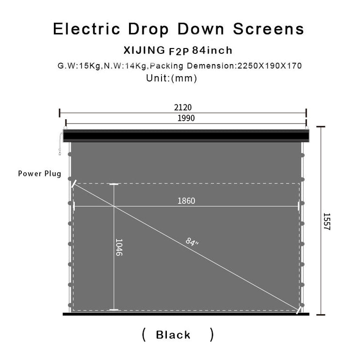 XIJING F2P 84 inch Slimline Drop Down Tension Screen With White Cinema Materia