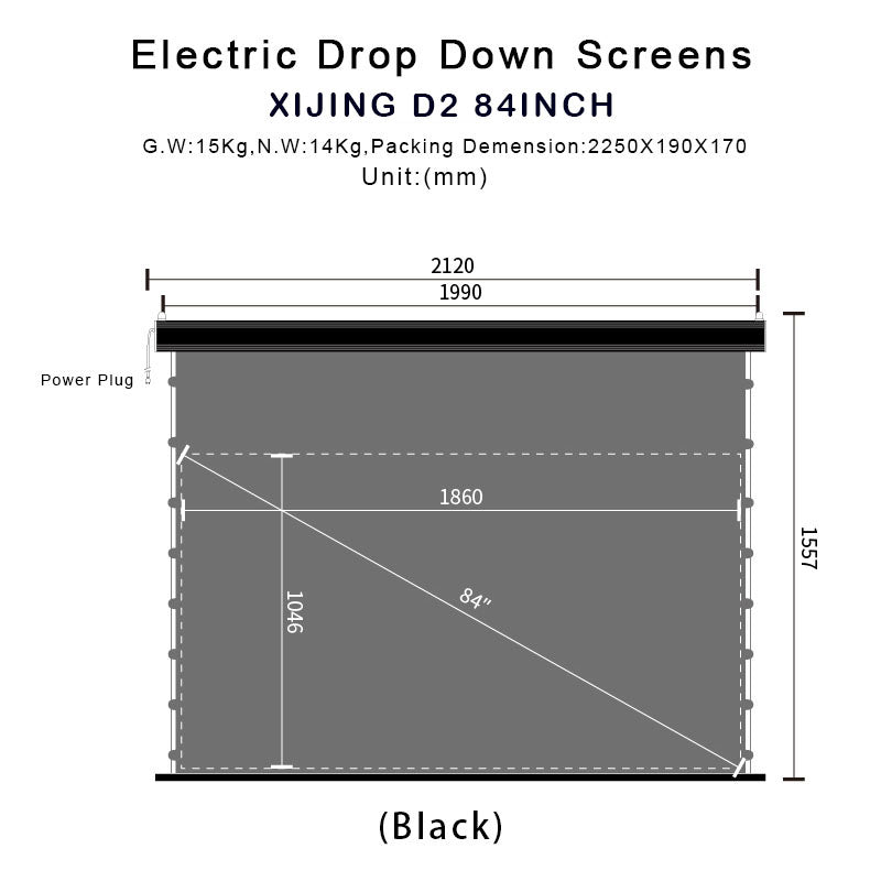 XIJING D2 High Gain 84inch Electric Drop Down Screens