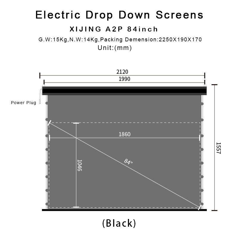XIJING ALR P 84 inch Electric Drop Down projection screens