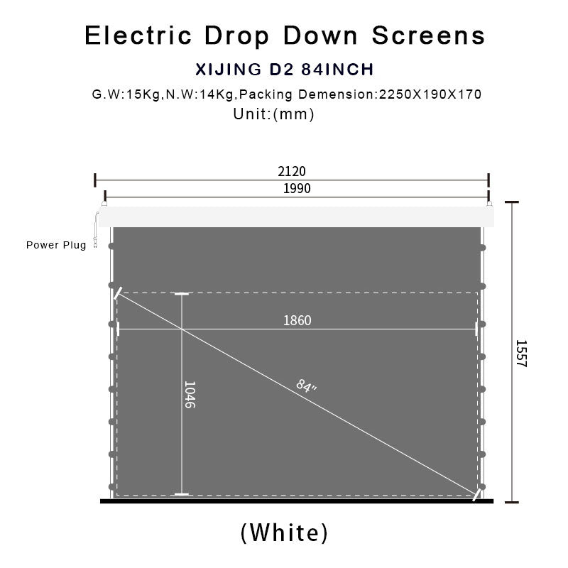 XIJING D2 High Gain84 inch Electric Drop Down Screens