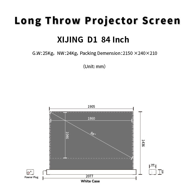 XIJING D1 High Gain 84 inch Electric Tension Floor Screen