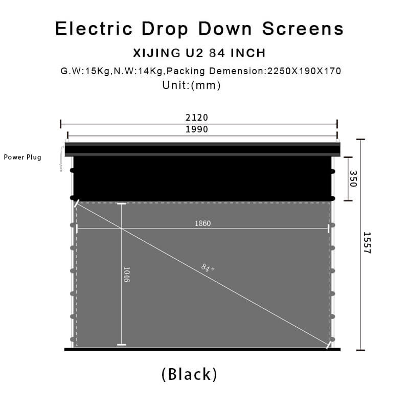 XIJING PRO P 84inch Electric Drop Down Screens,Motorised Projection Screen,Electric In Ceiling Projection Screen
