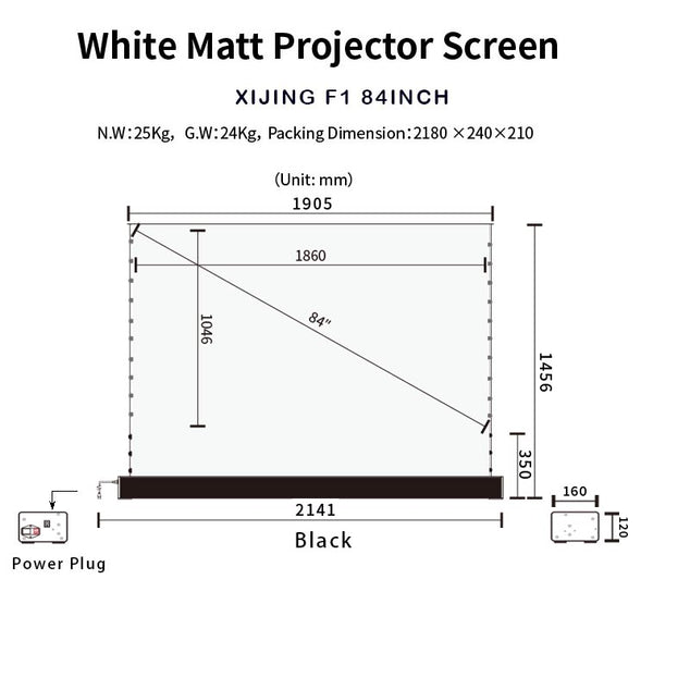 XIJING F1 84Inch Electric Tension Floor Rising Screen With White Cinema Material