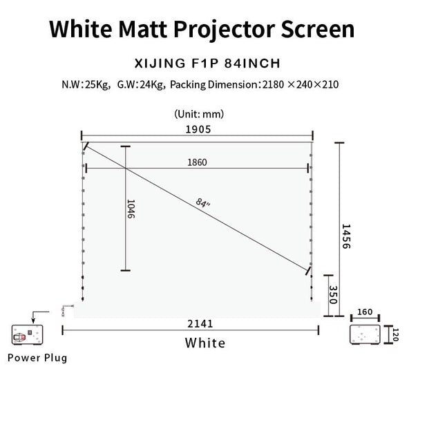 XIJING F1 P  84inch Electric Tension Floor projection Screen With White Cinema Material